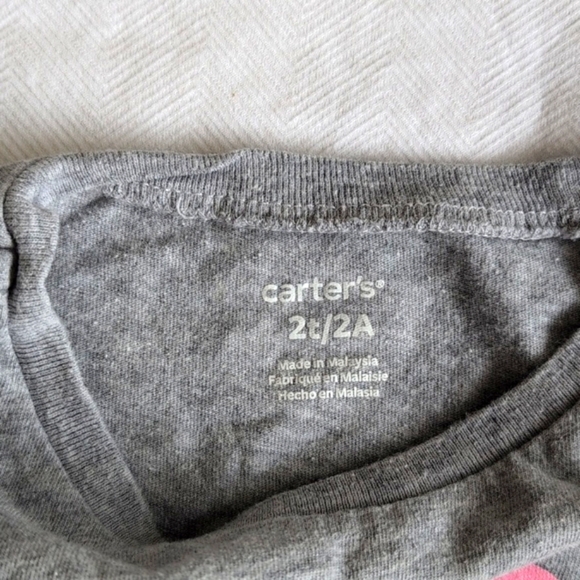 carter's glitter cupcake graphic gray cotton long sleeve shirt 2T toddler girls - Picture 3 of 6